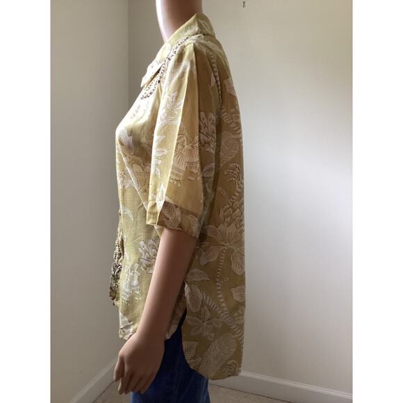 ETHNC olive-green, floral print,intricate beadwork embellishments women’s sz L - Picture 3 of 6